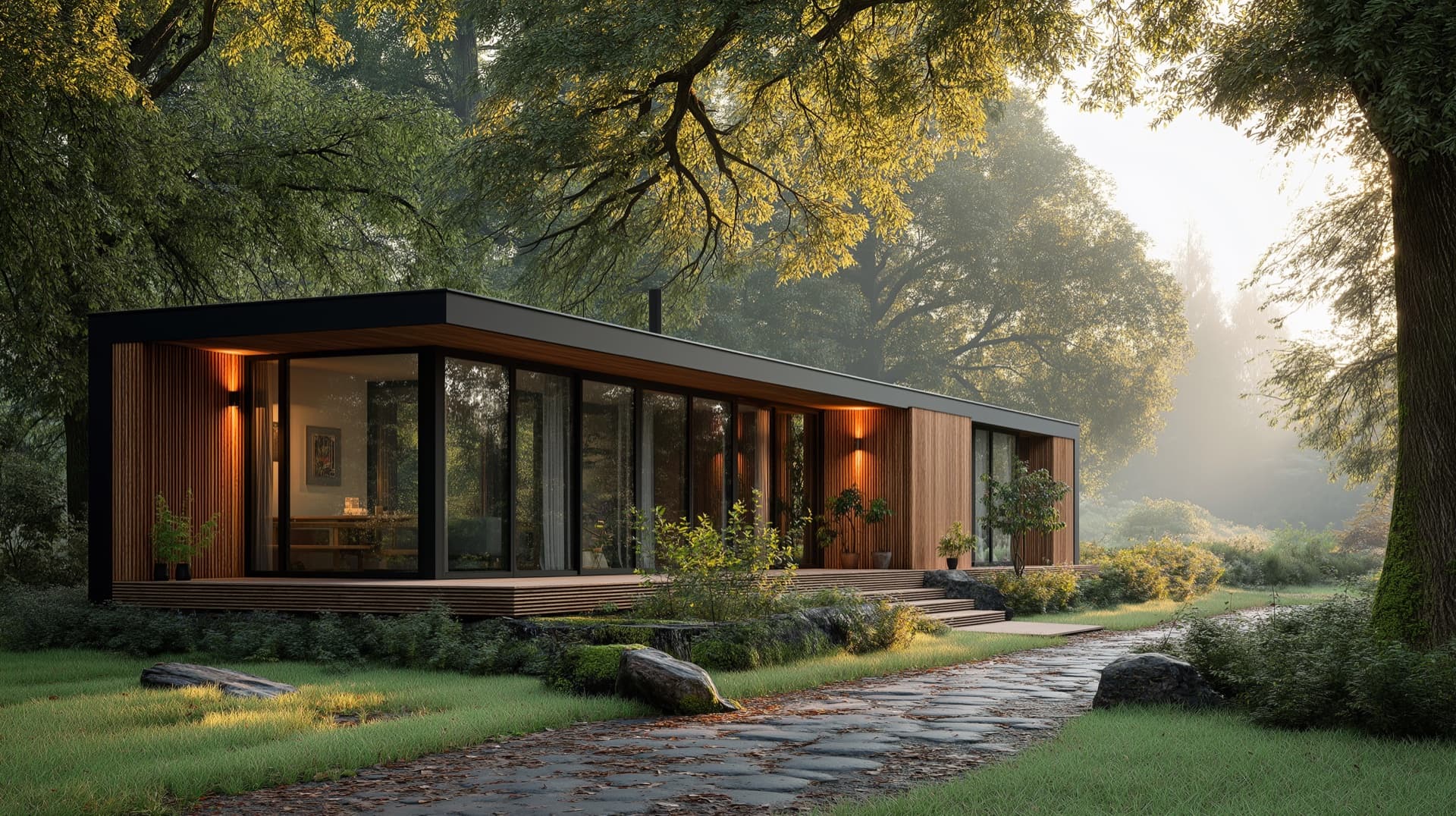 Private pavilion nestled in forest