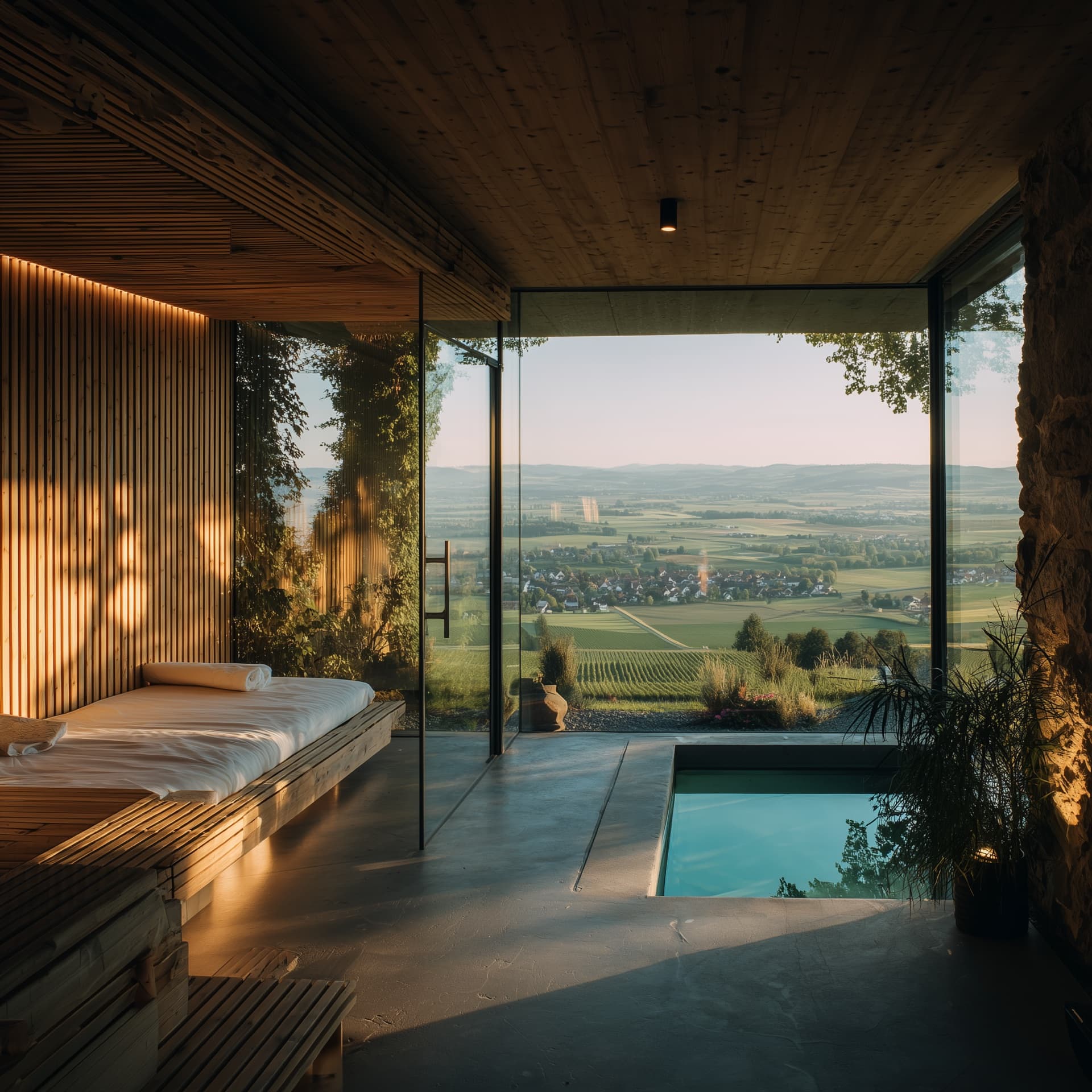 Private wellness suite with panoramic view